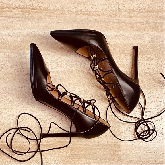 Valentino - Black Lace up Pumps - Picture 7 of 16